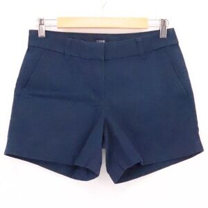 J Crew 5 Inch Classic Chino Shorts Womens Preppy Navy Blue Flat Front Size 2